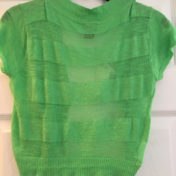 Dots cropped green sheer sweater M - Picture 3 of 4